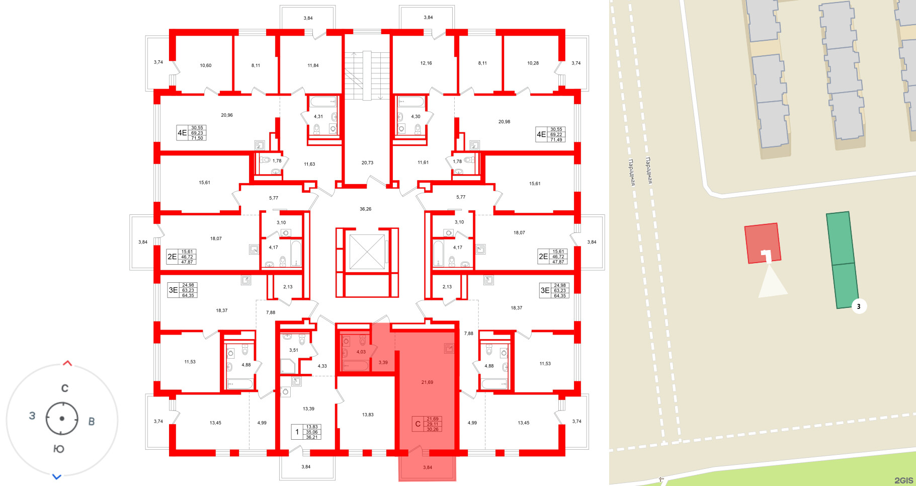 Квартира в ЖК Брусника в Новоселье, студия, 30.26 м², 5 этаж