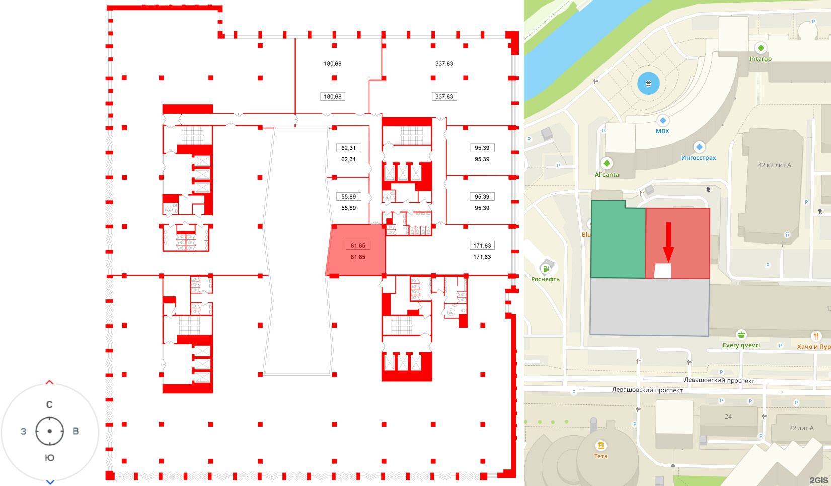 Помещение в ЖК БЦ ELEMENT PRIME, 81.85 м², 3 этаж