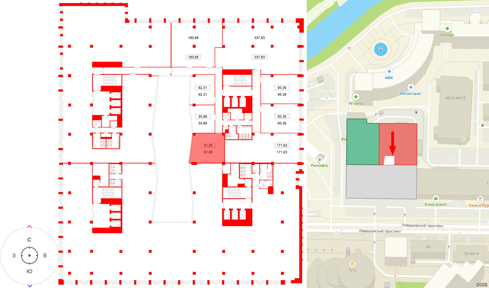 Помещение в ЖК БЦ ELEMENT PRIME, 81.85 м², 7 этаж