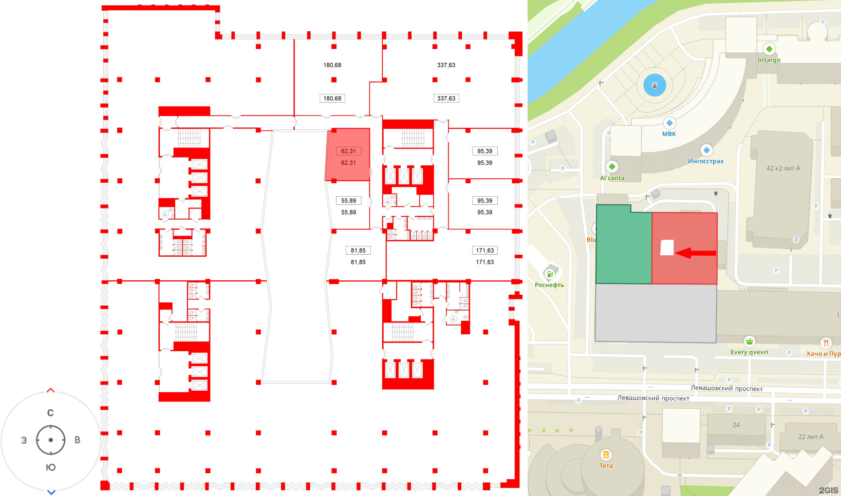 Помещение в ЖК БЦ ELEMENT PRIME, 62.31 м², 5 этаж