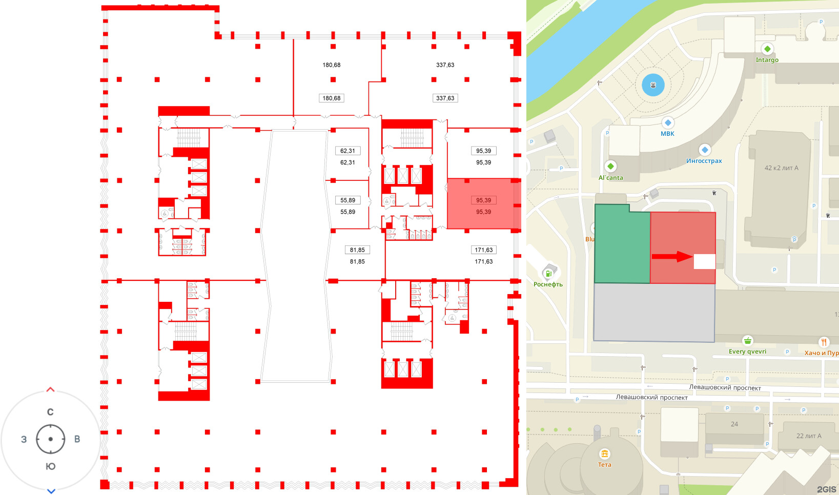 Помещение в ЖК БЦ ELEMENT PRIME, 95.39 м², 3 этаж