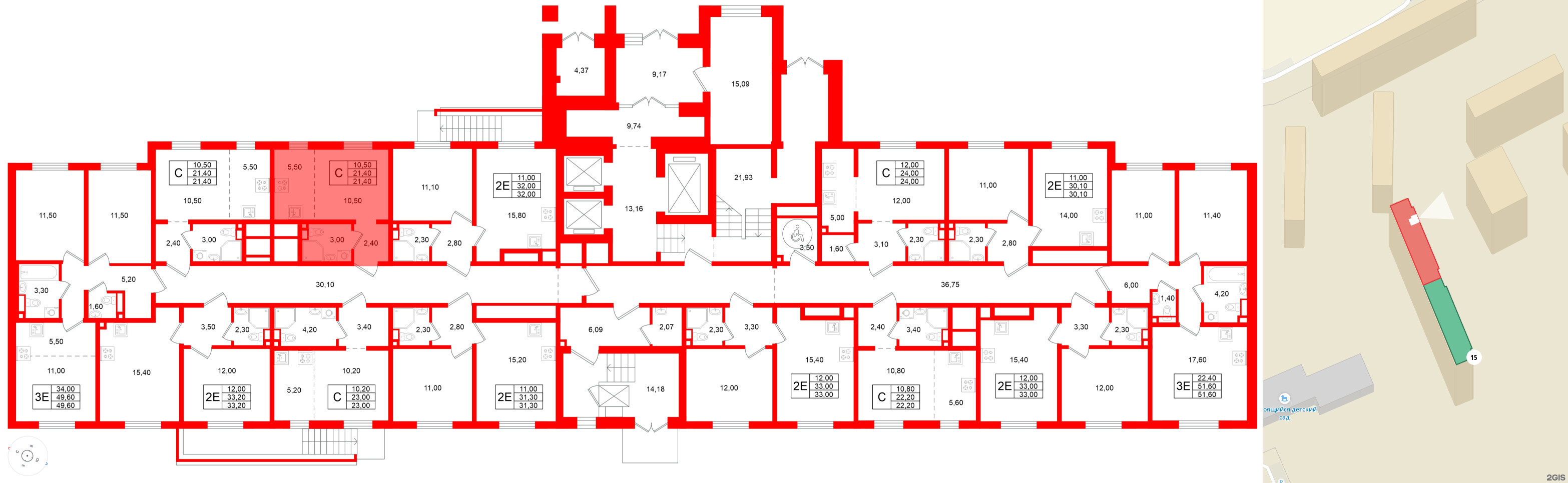 Квартира в ЖК Ржевский парк, студия, 21.4 м², 1 этаж