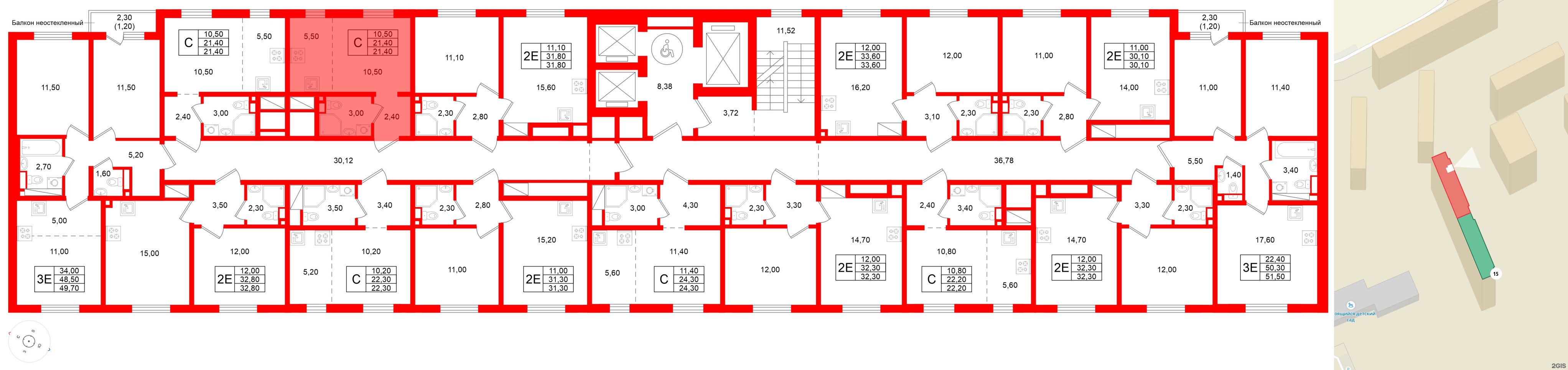 Квартира в ЖК Ржевский парк, студия, 21.4 м², 12 этаж