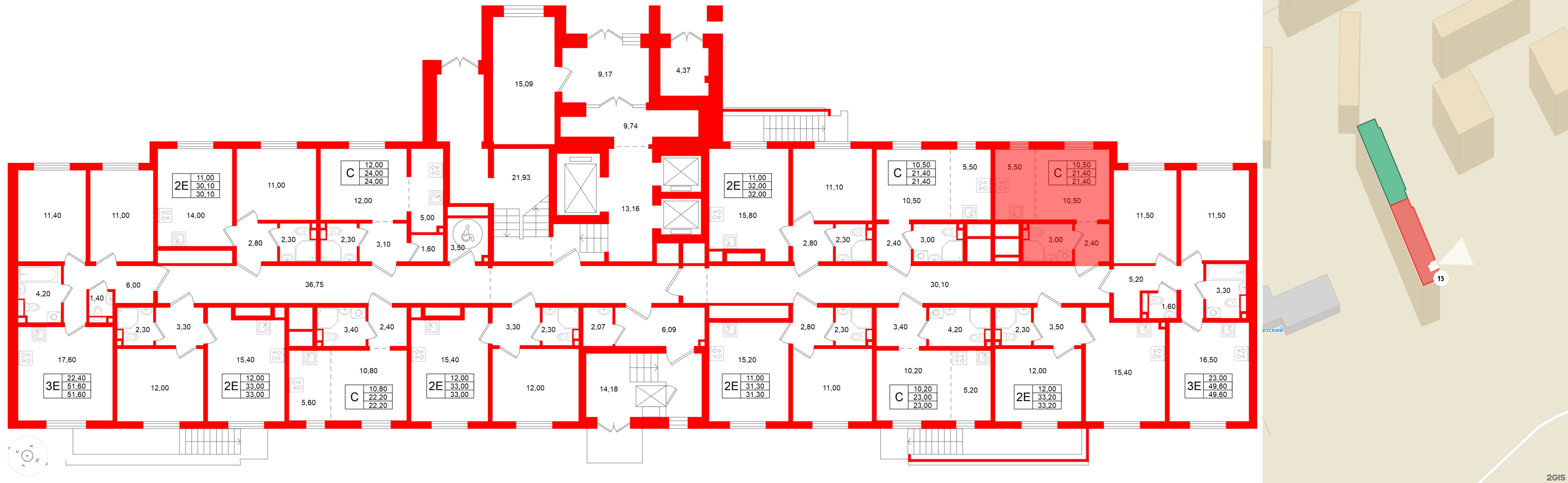 Квартира в ЖК Ржевский парк, студия, 21.4 м², 1 этаж