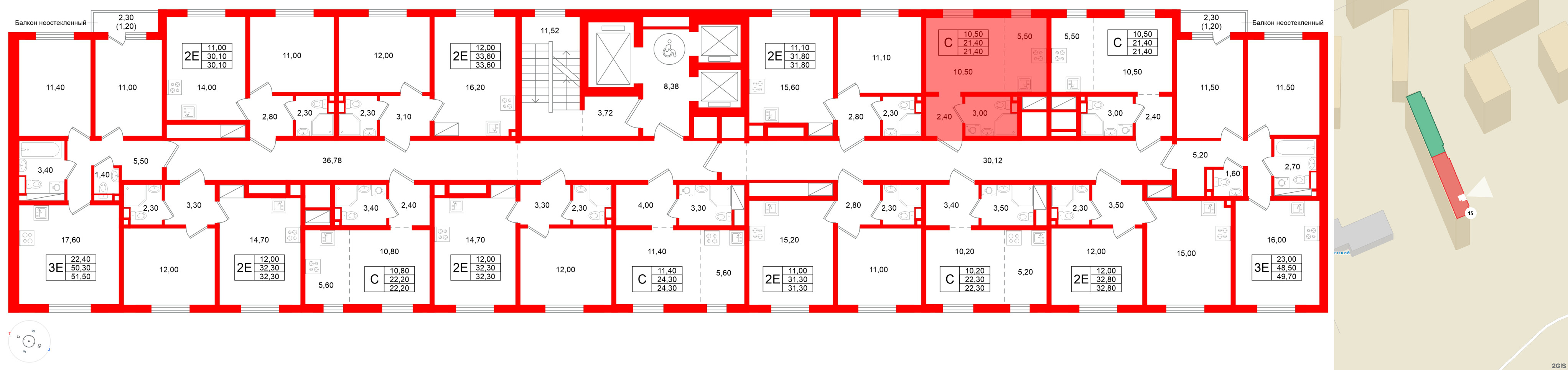 Квартира в ЖК Ржевский парк, студия, 21.4 м², 14 этаж