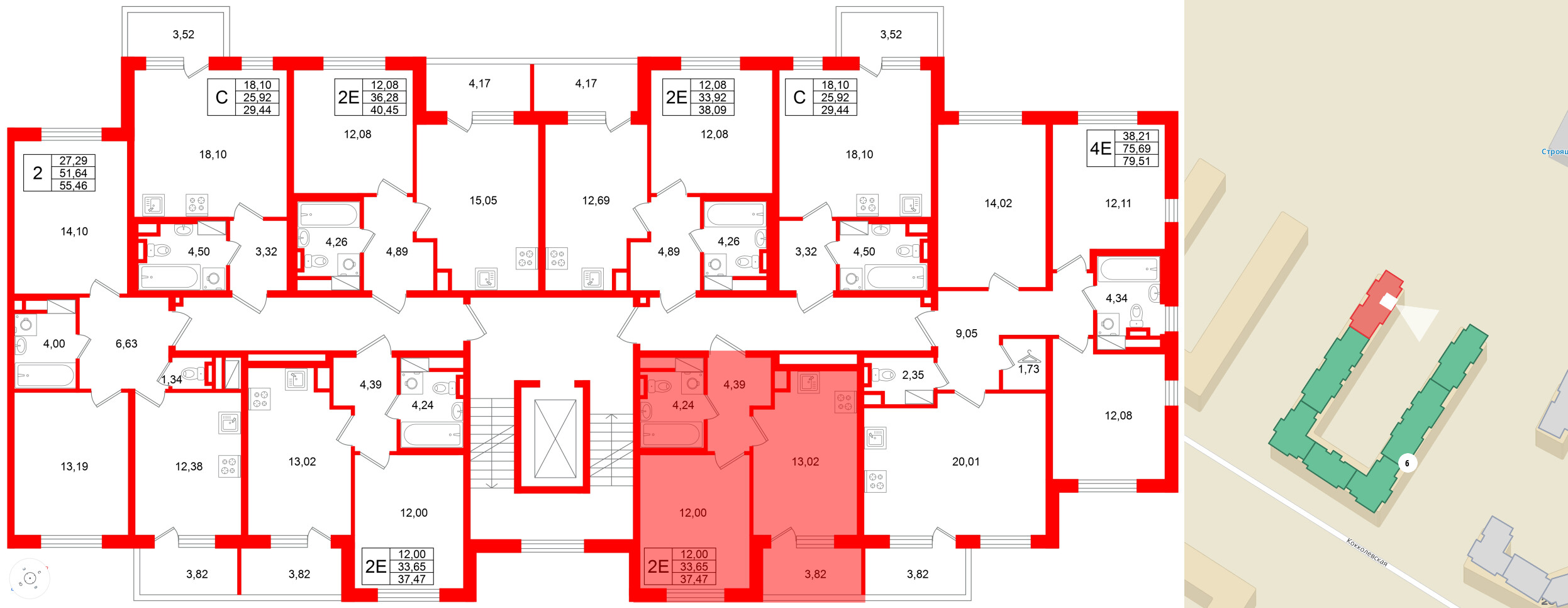 Квартира в ЖК Югтаун, 1 комнатная, 37.47 м², 4 этаж