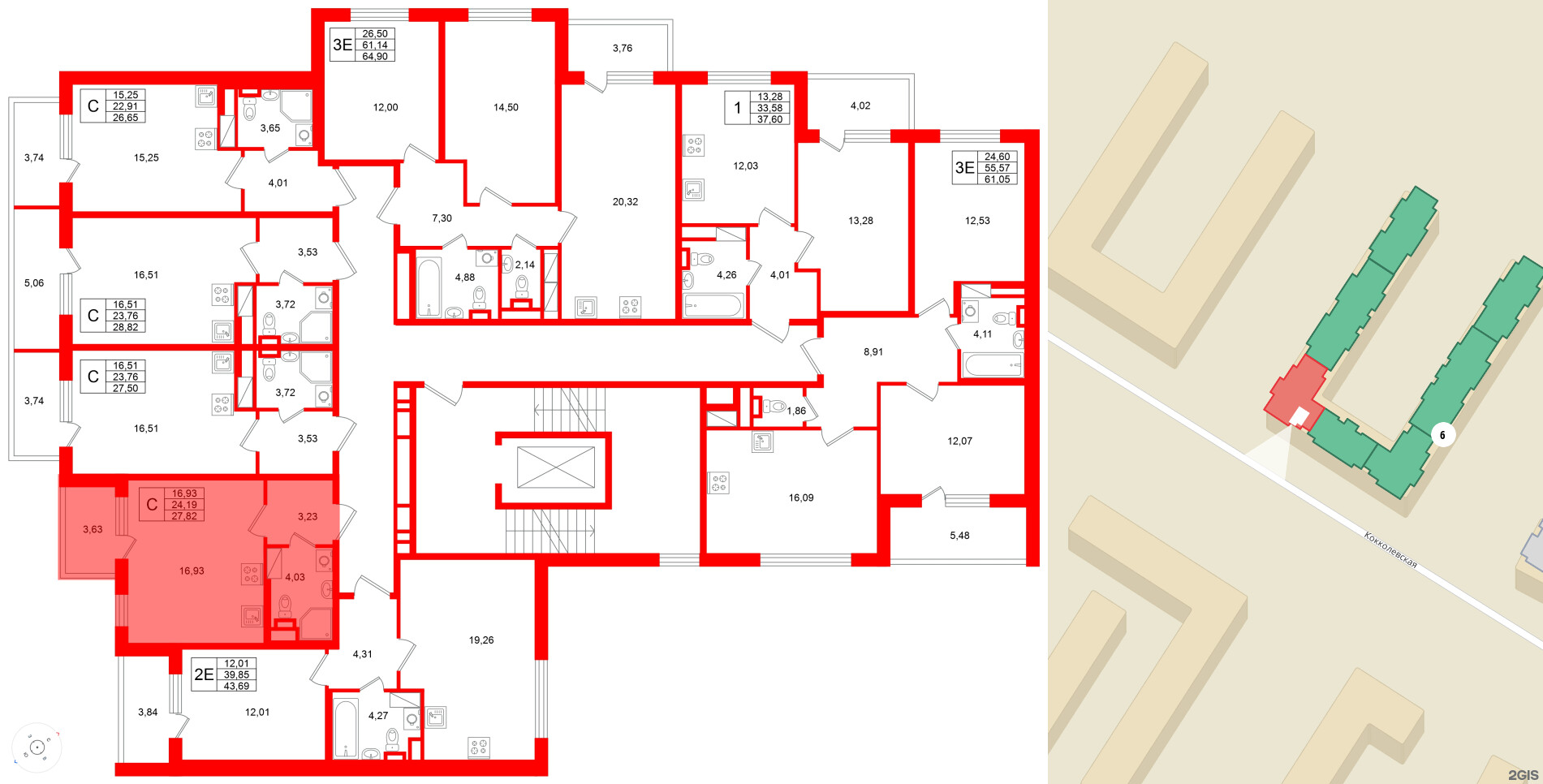 Квартира в ЖК Югтаун, студия, 27.82 м², 4 этаж