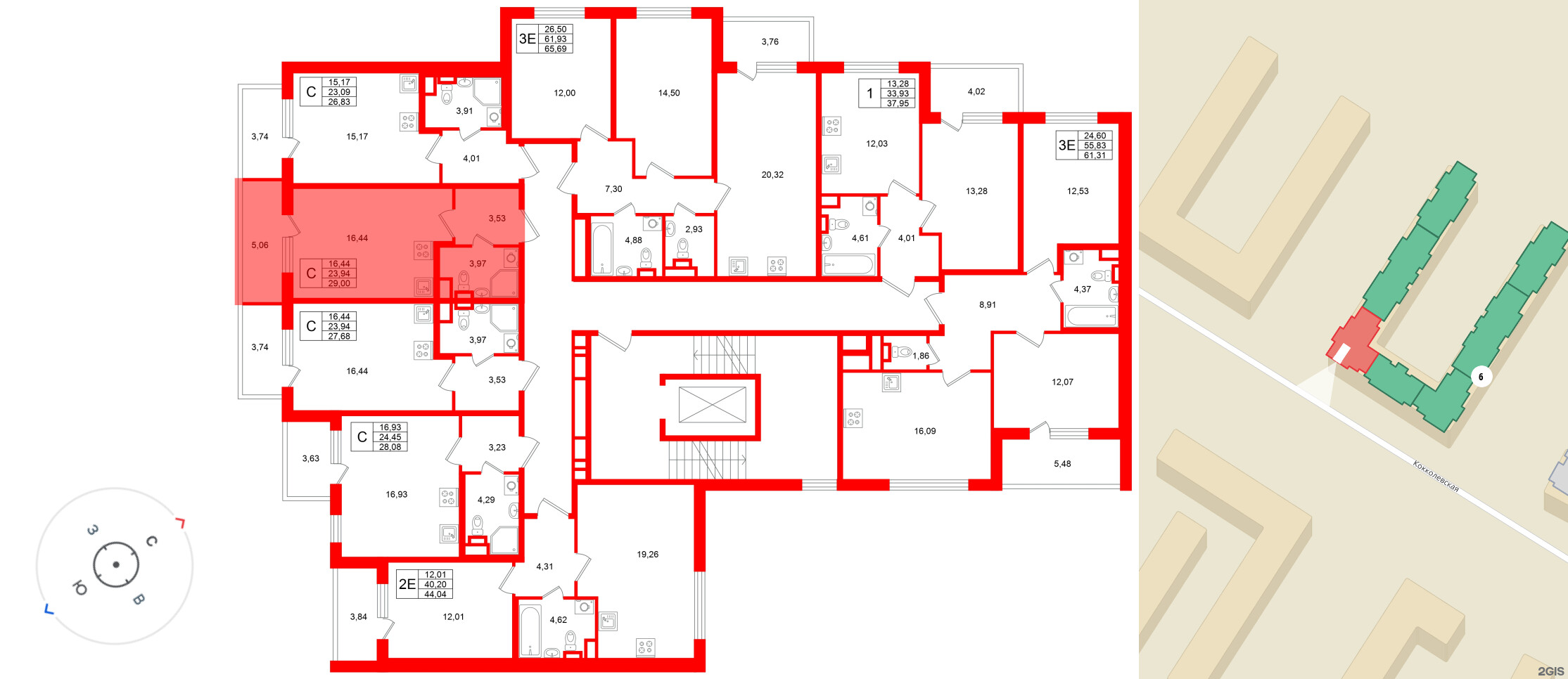 Квартира в ЖК «Югтаун», студия, 29 м², 2 этаж