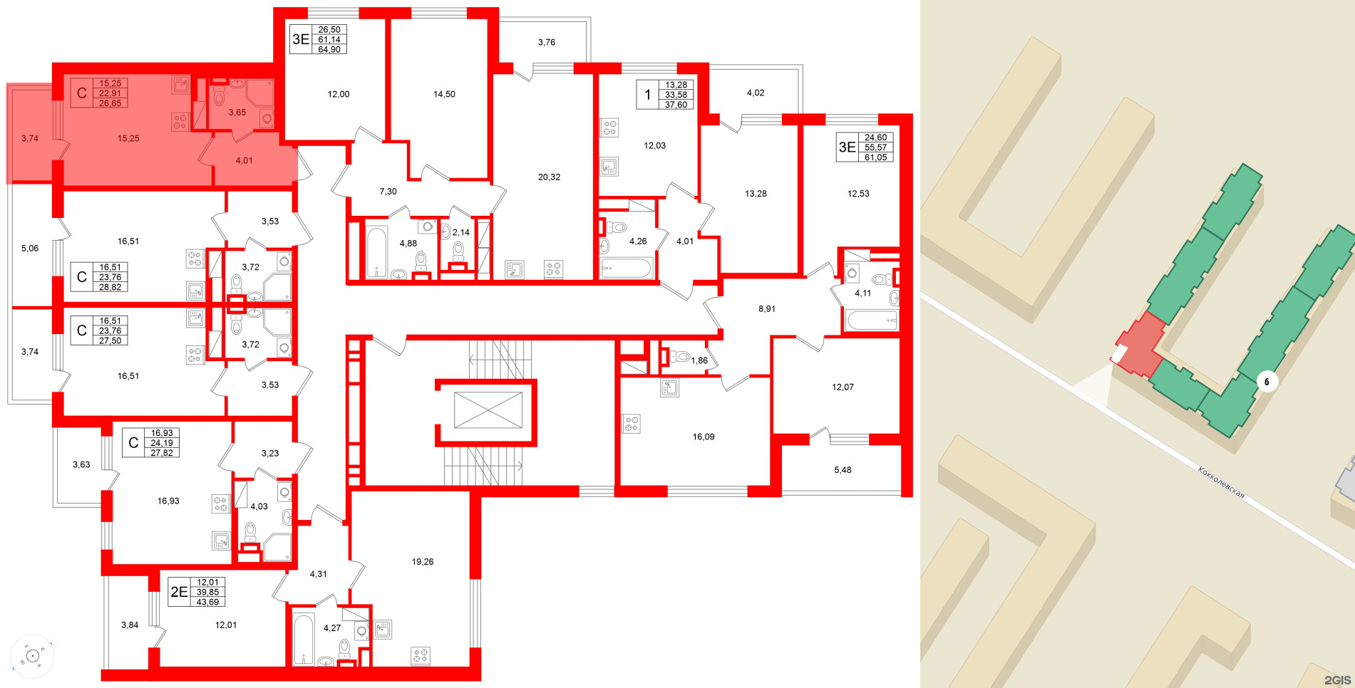 Квартира в ЖК Югтаун, студия, 26.65 м², 3 этаж