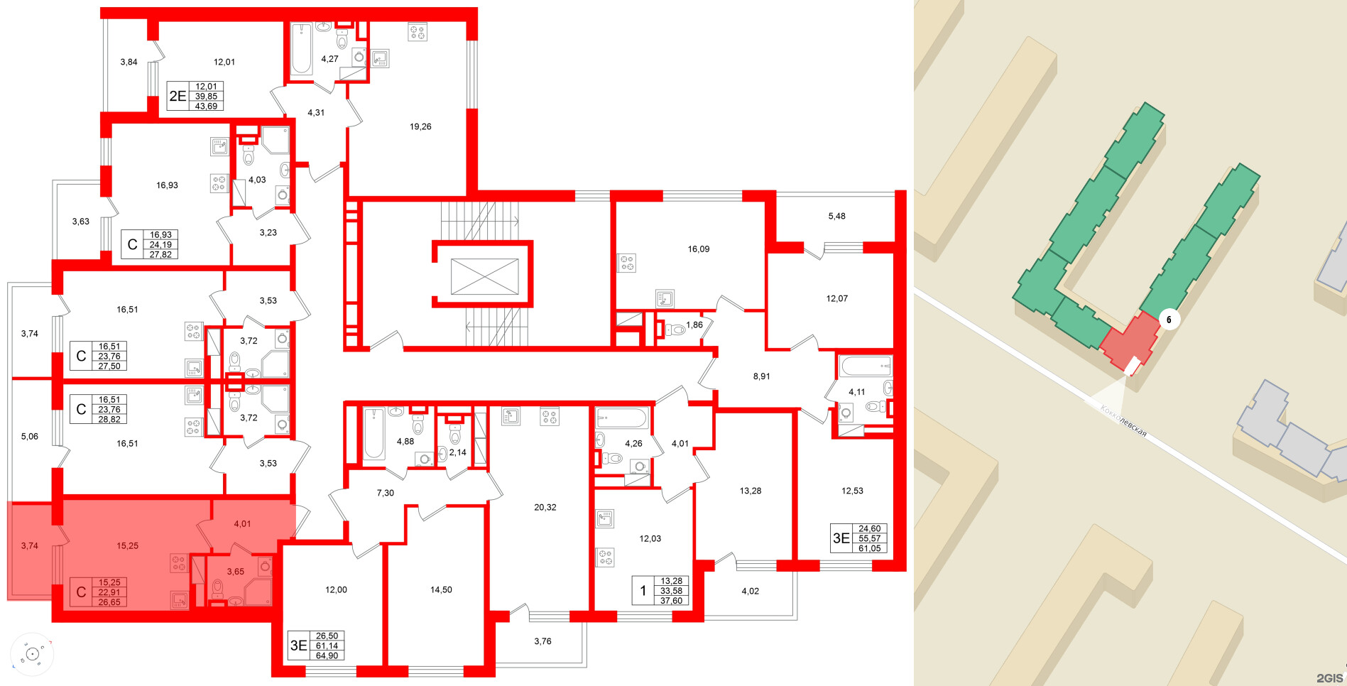 Квартира в ЖК Югтаун, студия, 26.65 м², 5 этаж