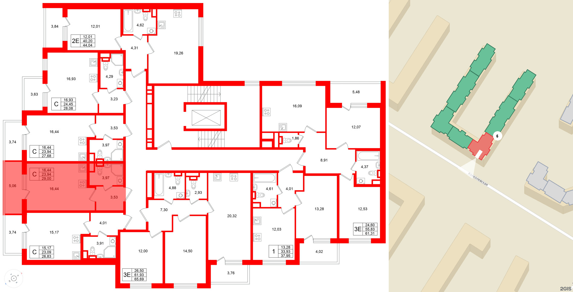 Квартира в ЖК Югтаун, студия, 29 м², 2 этаж