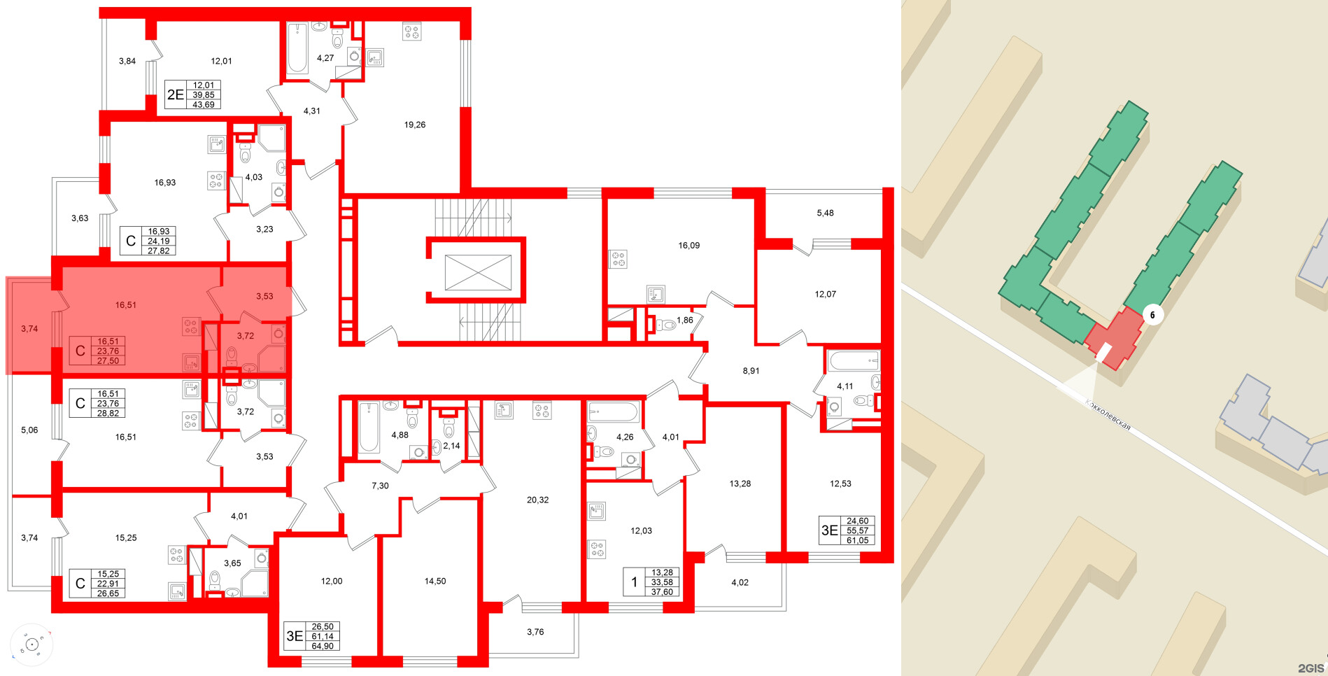 Квартира в ЖК Югтаун, студия, 27.5 м², 5 этаж
