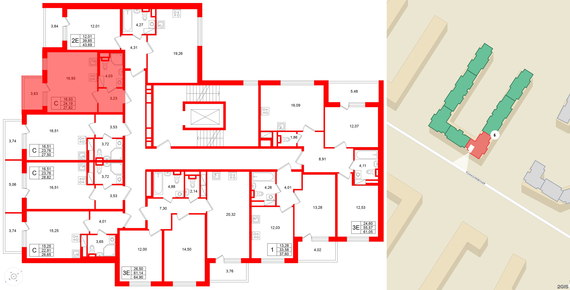 Квартира в ЖК Югтаун, студия, 27.82 м², 3 этаж