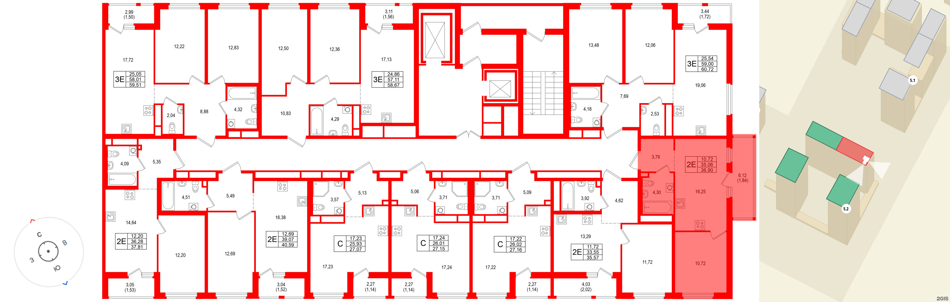 Квартира в ЖК «Имена», 1 комнатная, 36.9 м², 11 этаж