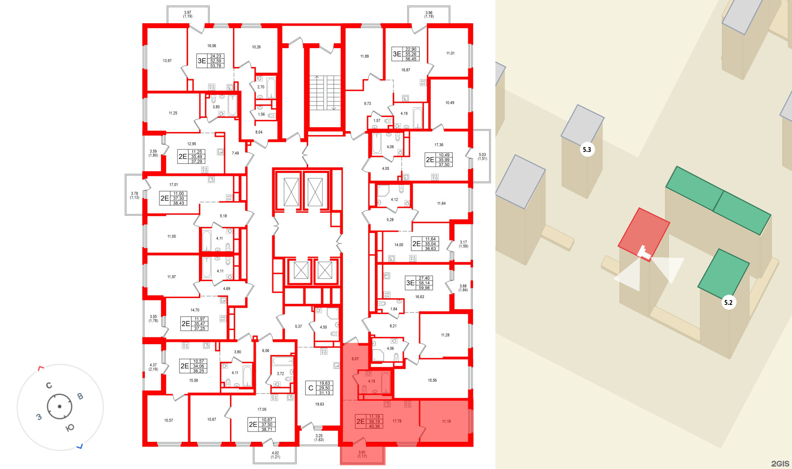 Квартира в ЖК «Имена», 1 комнатная, 40.36 м², 9 этаж