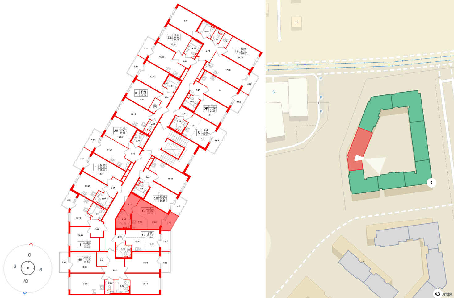 Квартира в ЖК «Любоград», студия, 28.19 м², 2 этаж