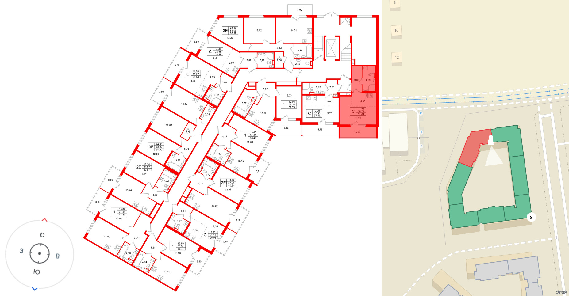 Квартира в ЖК «Любоград», студия, 31.64 м², 1 этаж