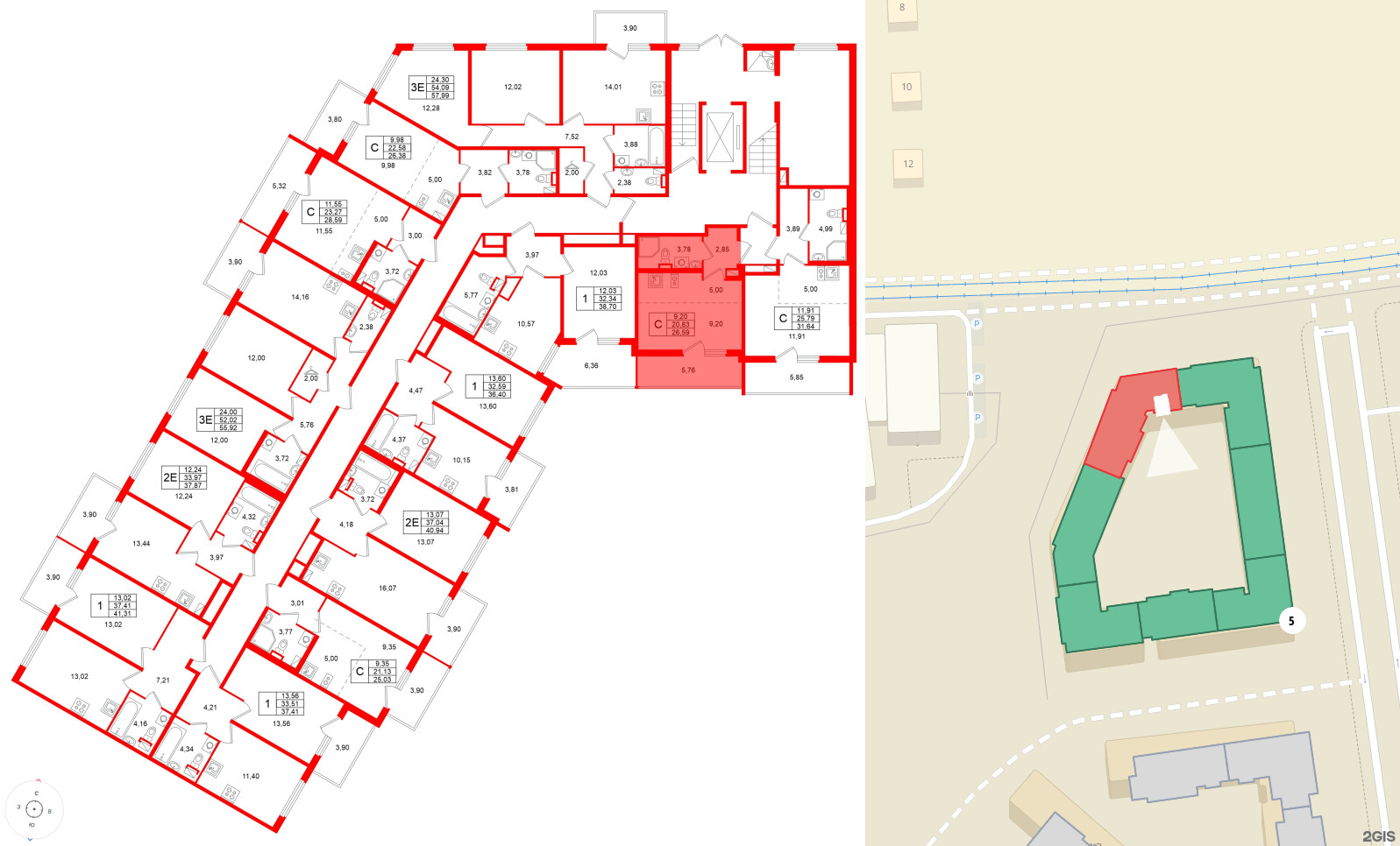 Квартира в ЖК Любоград, студия, 26.59 м², 1 этаж