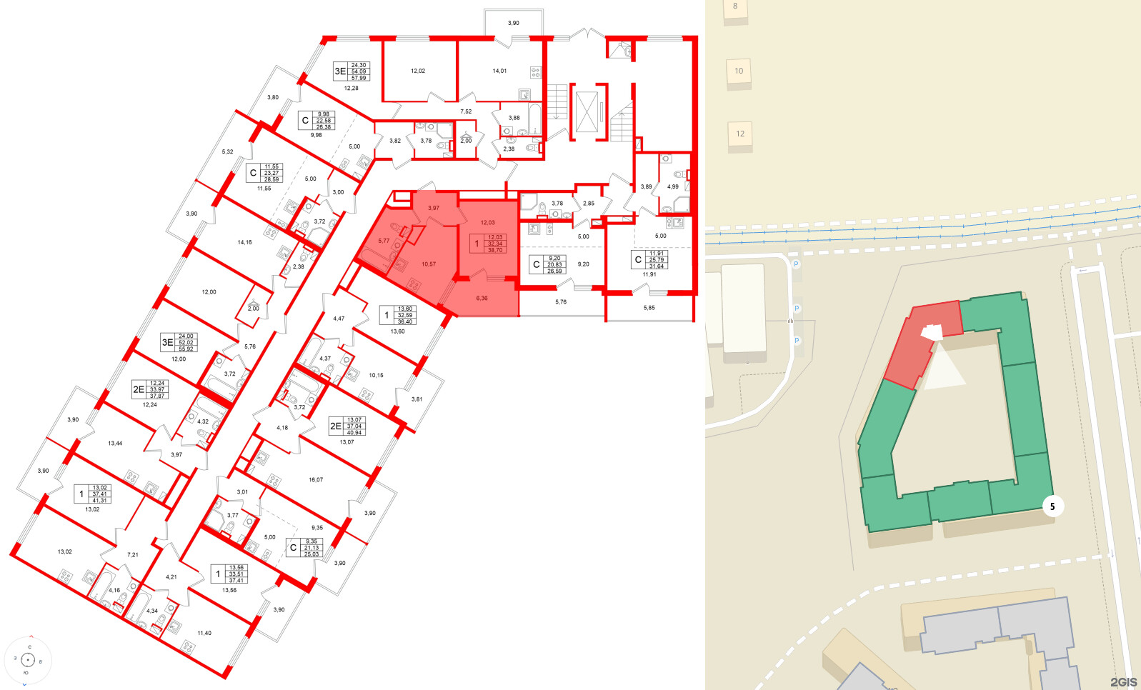 Квартира в ЖК Любоград, 1 комнатная, 38.7 м², 1 этаж