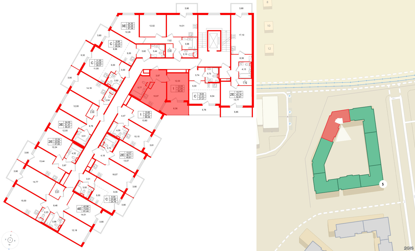 Квартира в ЖК Любоград, 1 комнатная, 38.2 м², 2 этаж