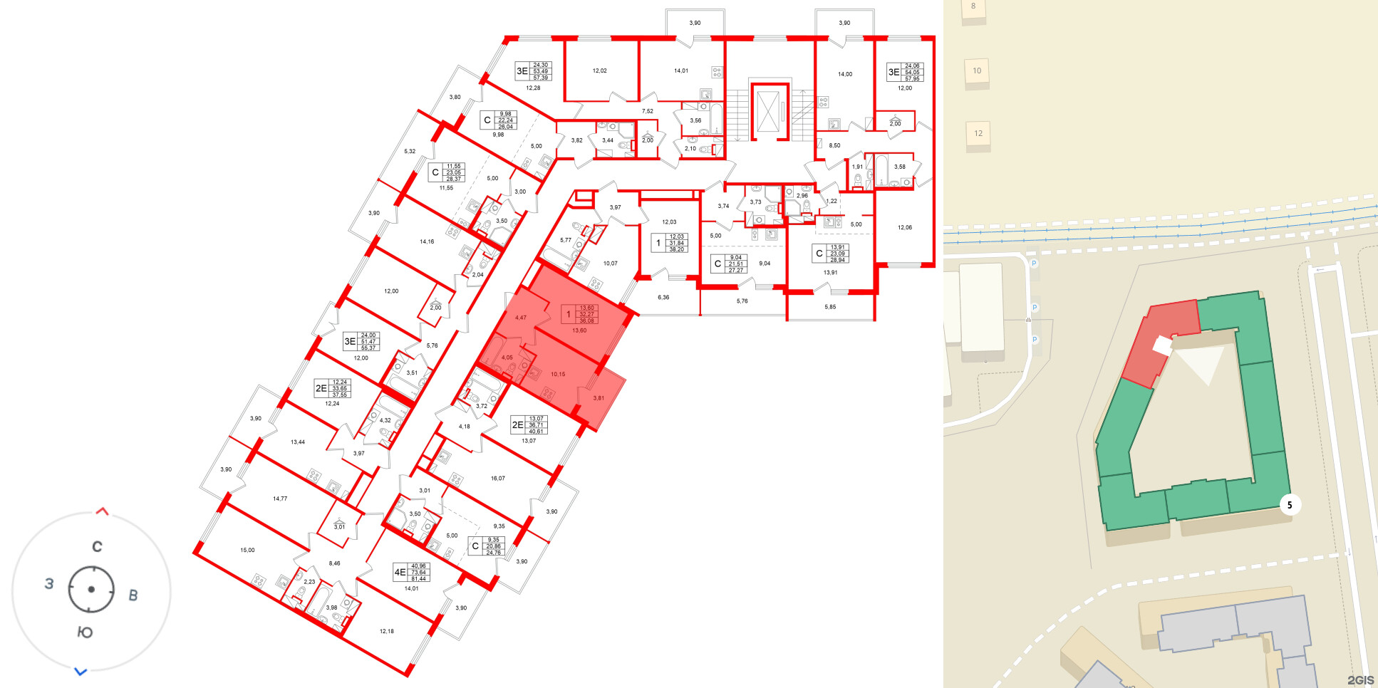 Квартира в ЖК «Любоград», 1 комнатная, 36.08 м², 4 этаж