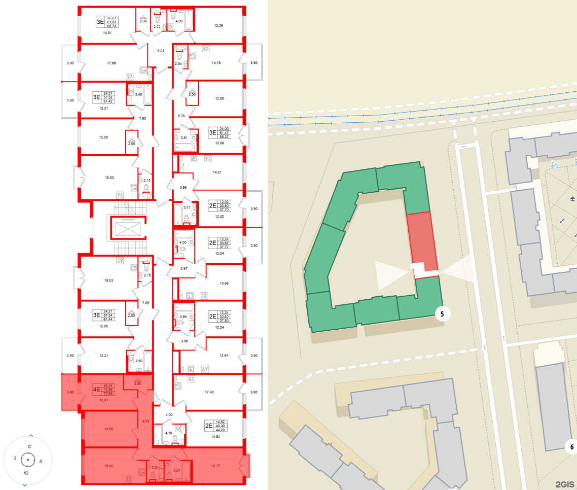 Квартира в ЖК Любоград, 3 комнатная, 77.89 м², 4 этаж