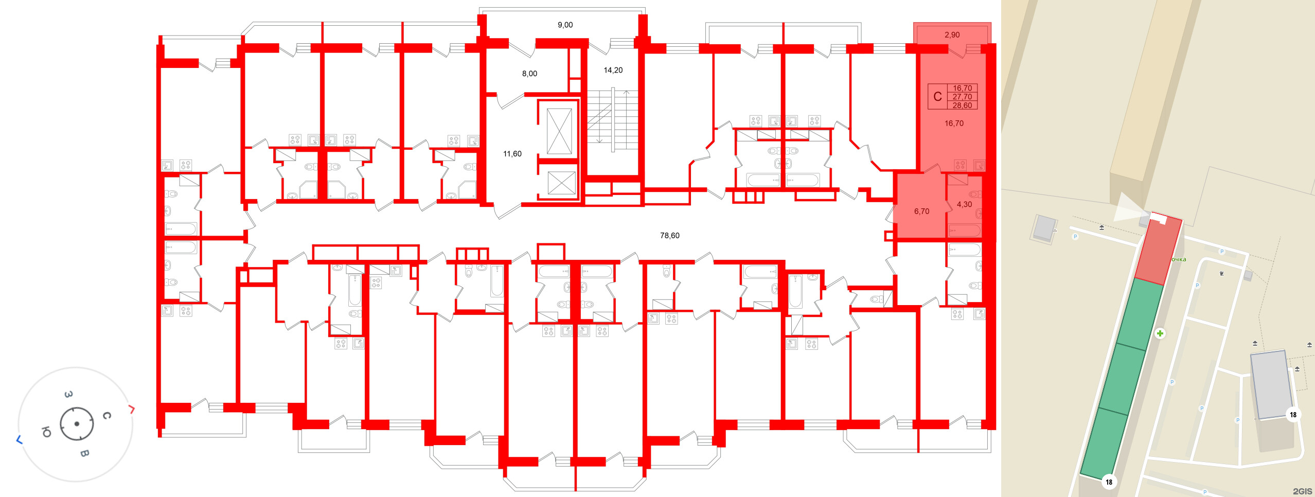 Квартира в ЖК «Яркий», студия, 27.7 м², 7 этаж