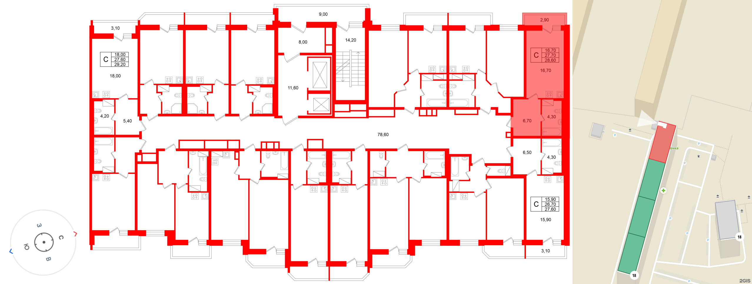 Квартира в ЖК «Яркий», студия, 27.7 м², 9 этаж