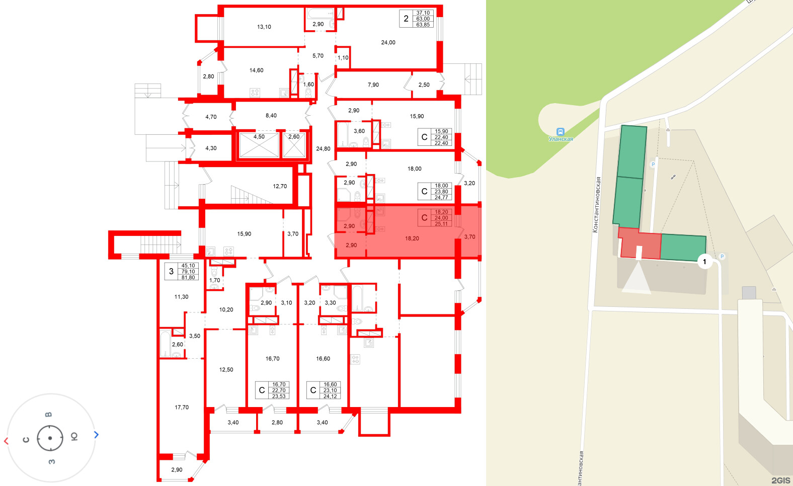 Квартира в ЖК Аннинский парк, студия, 24 м², 1 этаж