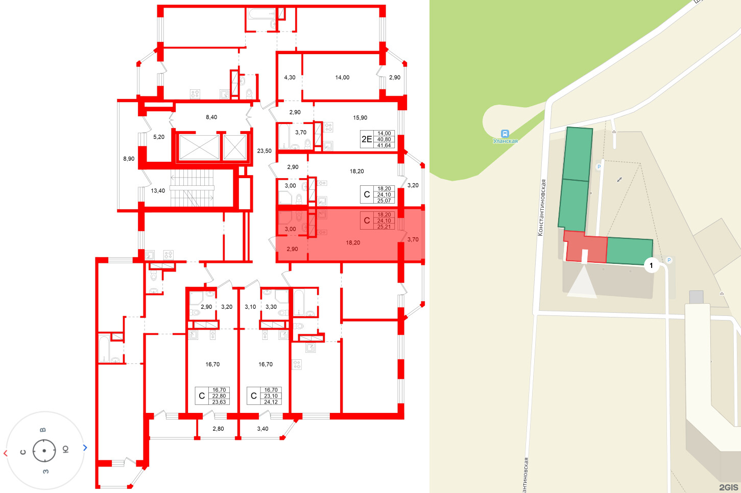 Квартира в ЖК Аннинский парк, студия, 24.1 м², 9 этаж
