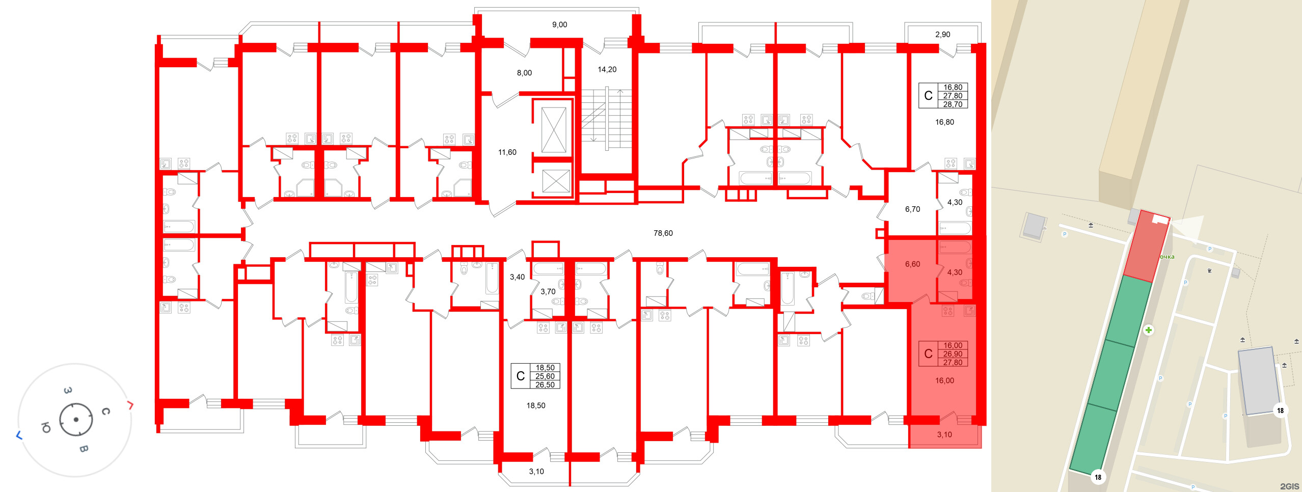 Квартира в ЖК «Яркий», студия, 26.9 м², 8 этаж