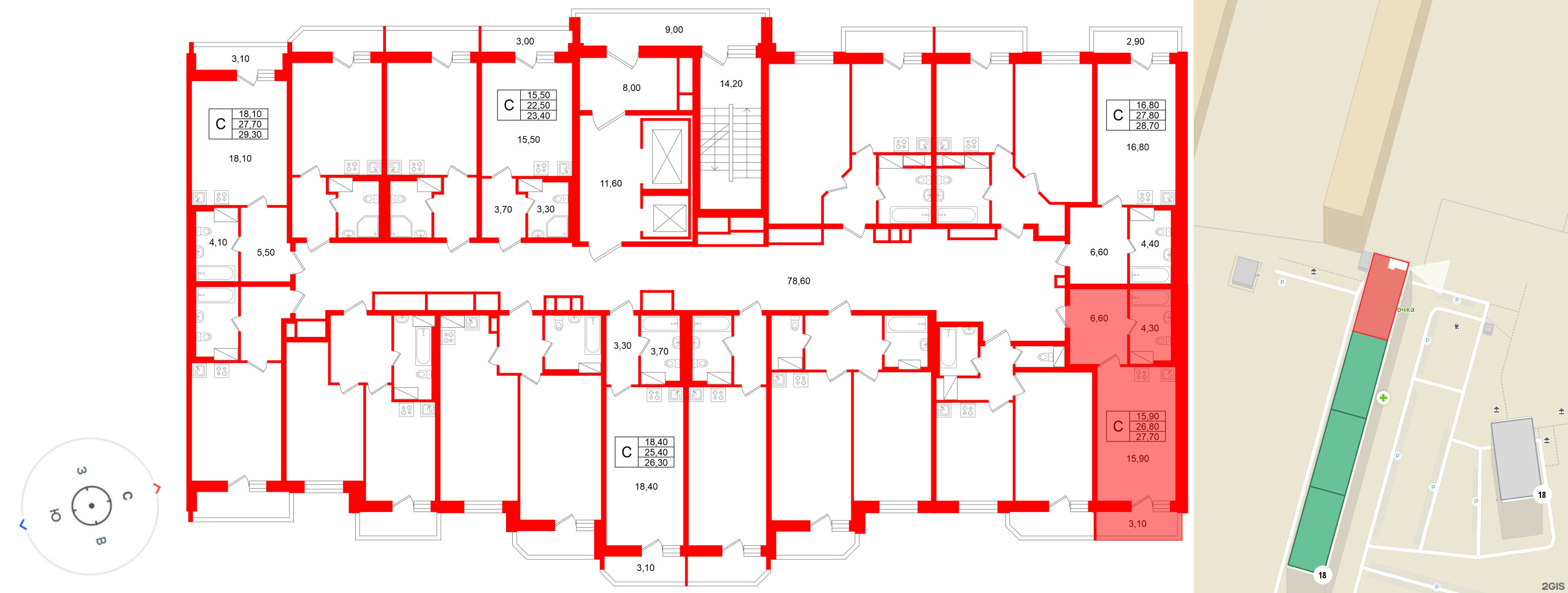 Квартира в ЖК «Яркий», студия, 26.8 м², 11 этаж