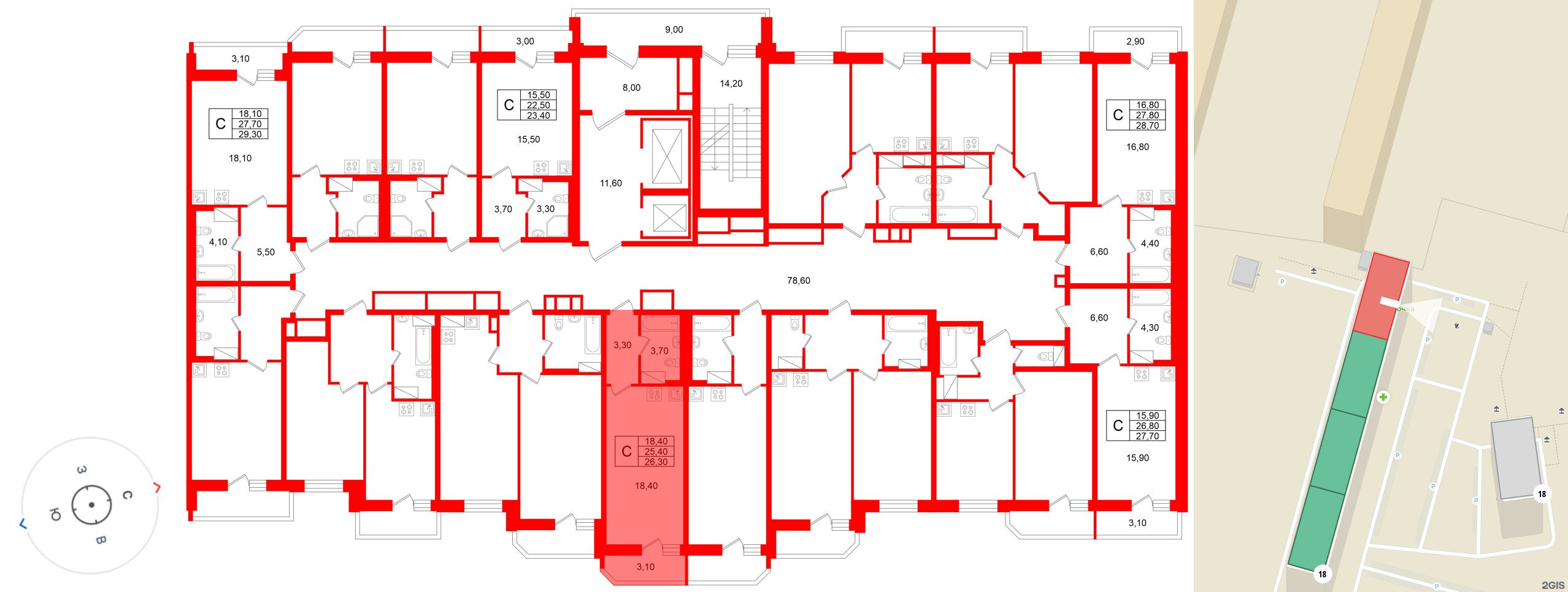 Квартира в ЖК «Яркий», студия, 25.4 м², 11 этаж