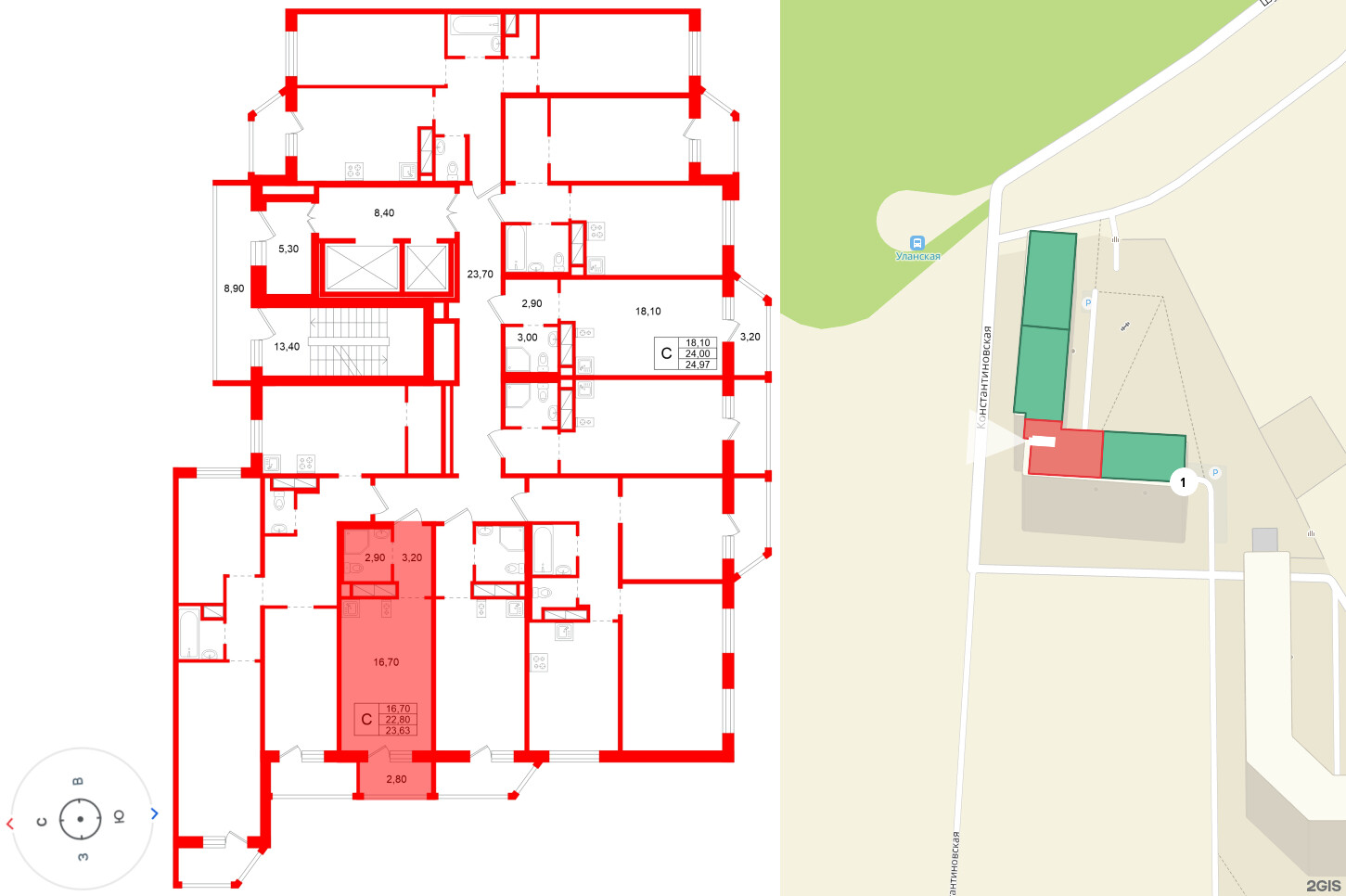 Квартира в ЖК Аннинский парк, студия, 22.8 м², 11 этаж