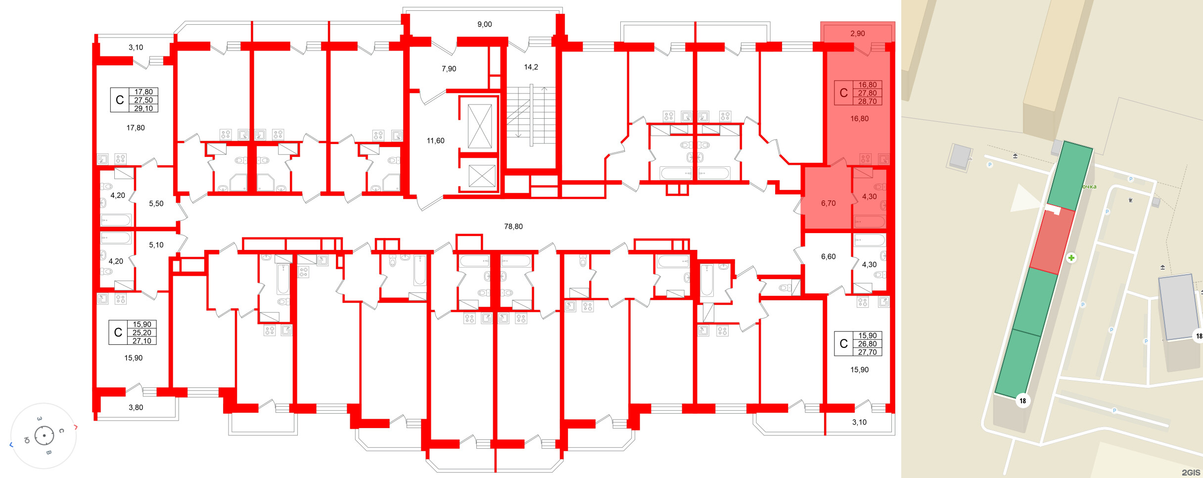 Квартира в ЖК «Яркий», студия, 27.8 м², 12 этаж