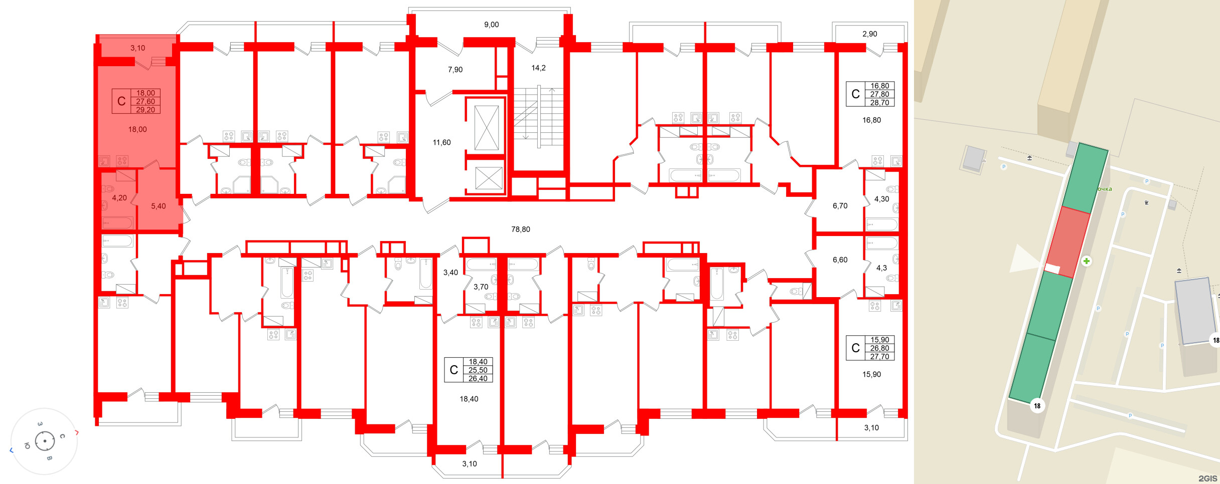 Квартира в ЖК «Яркий», студия, 27.6 м², 6 этаж