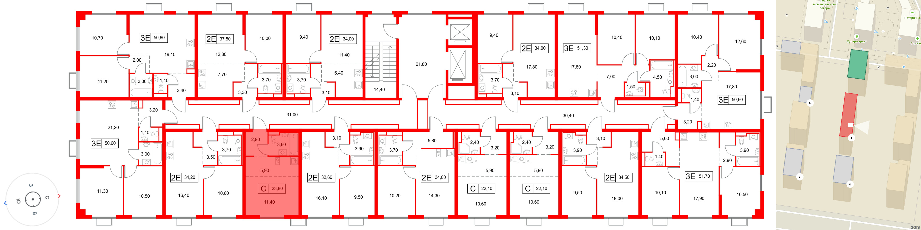 Квартира в ЖК Янинский Лес, студия, 23.8 м², 15 этаж