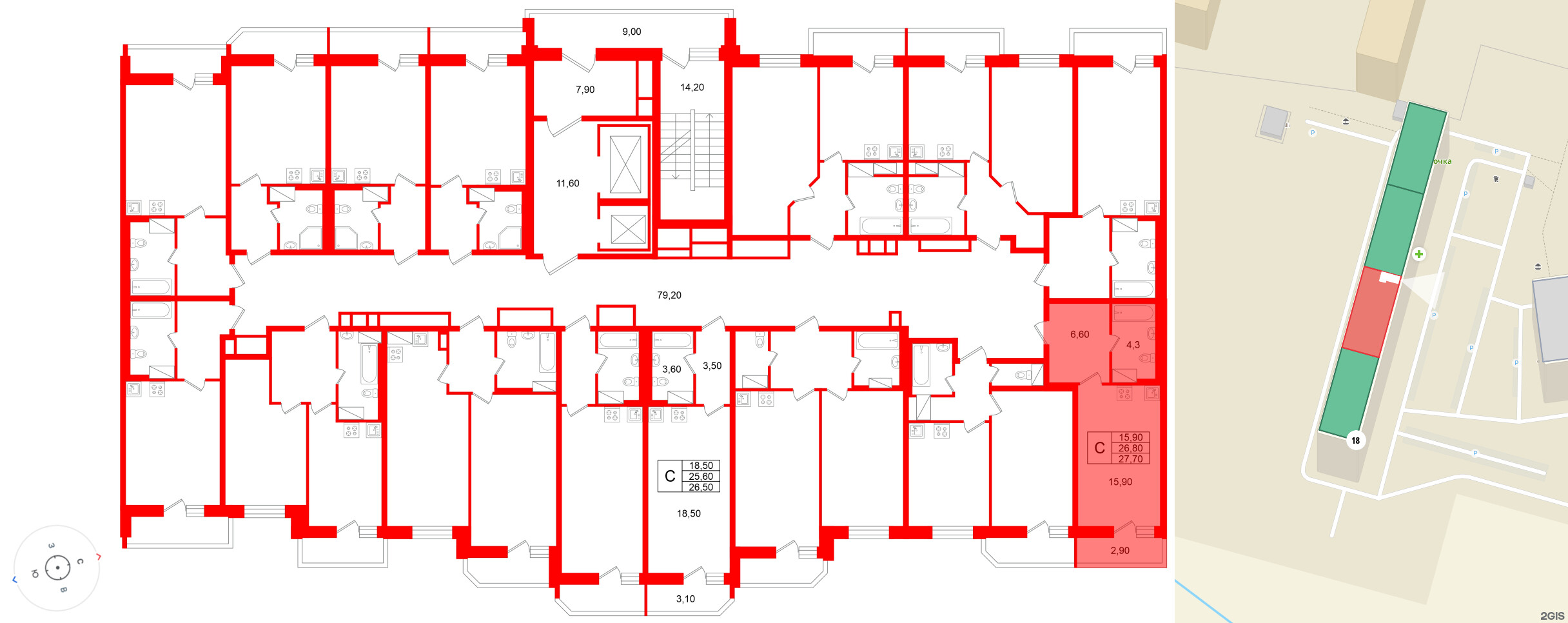 Квартира в ЖК «Яркий», студия, 26.8 м², 7 этаж