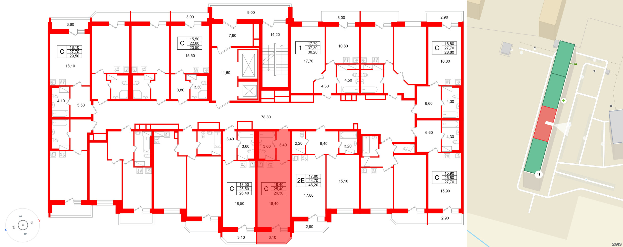 Квартира в ЖК «Яркий», студия, 25.4 м², 8 этаж