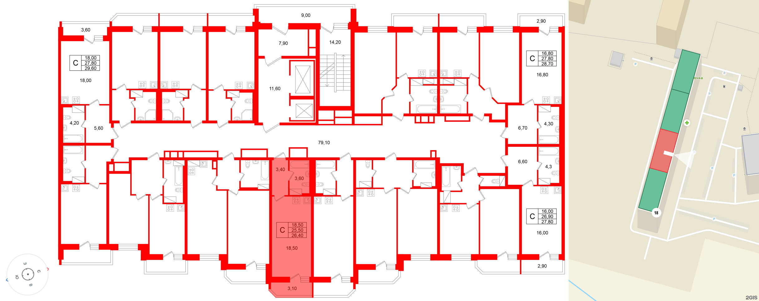 Квартира в ЖК «Яркий», студия, 25.5 м², 6 этаж
