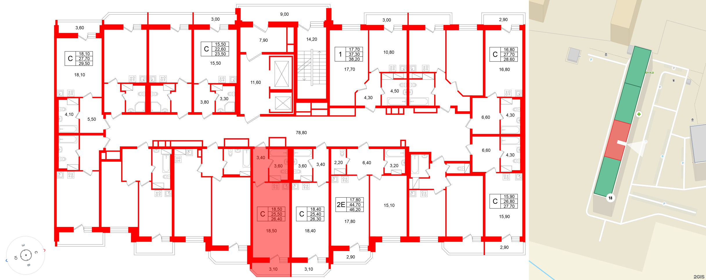 Квартира в ЖК «Яркий», студия, 25.5 м², 8 этаж