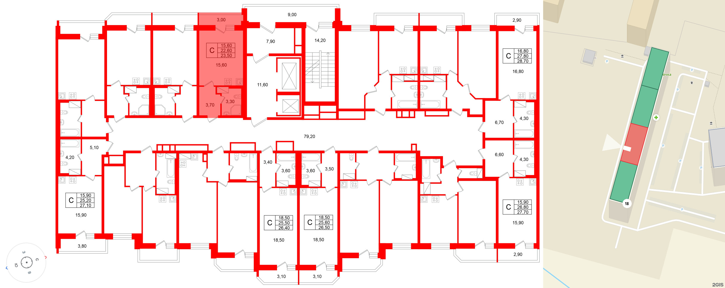 Квартира в ЖК «Яркий», студия, 22.6 м², 9 этаж