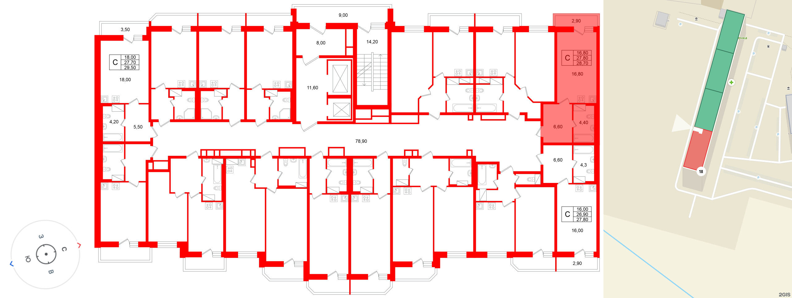 Квартира в ЖК «Яркий», студия, 27.8 м², 7 этаж