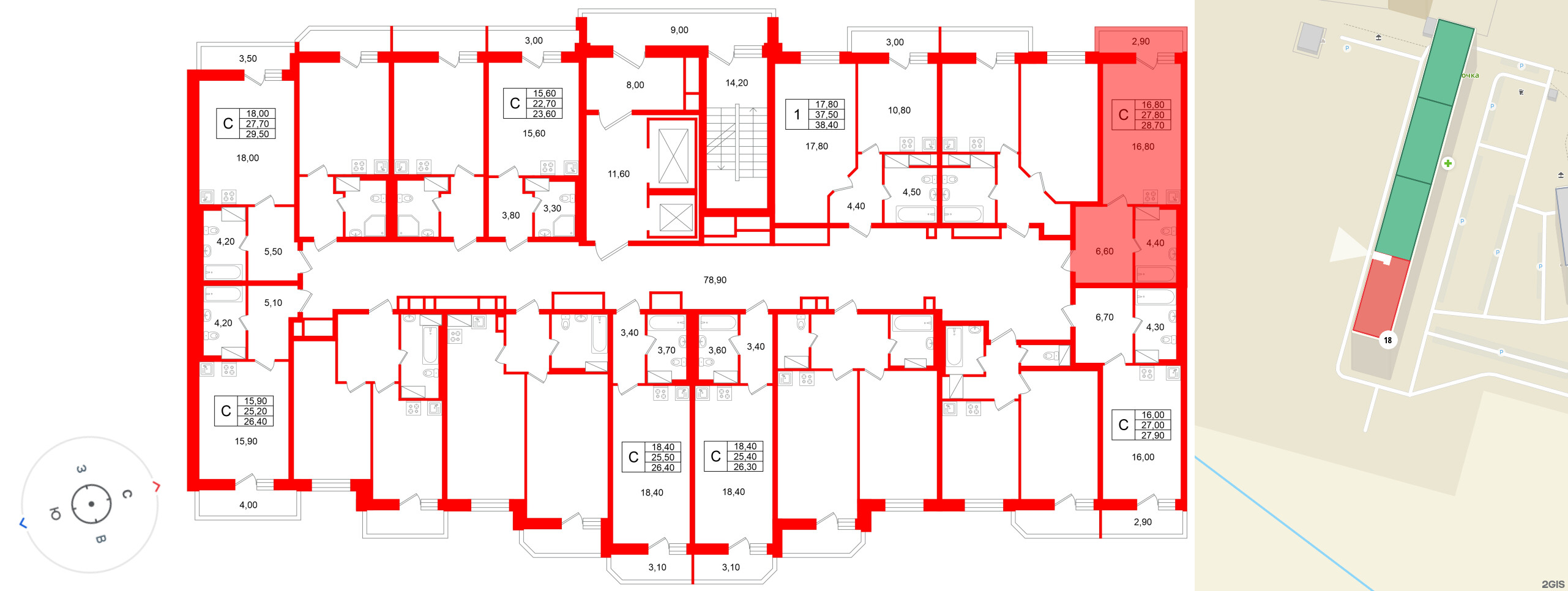 Квартира в ЖК «Яркий», студия, 27.8 м², 9 этаж