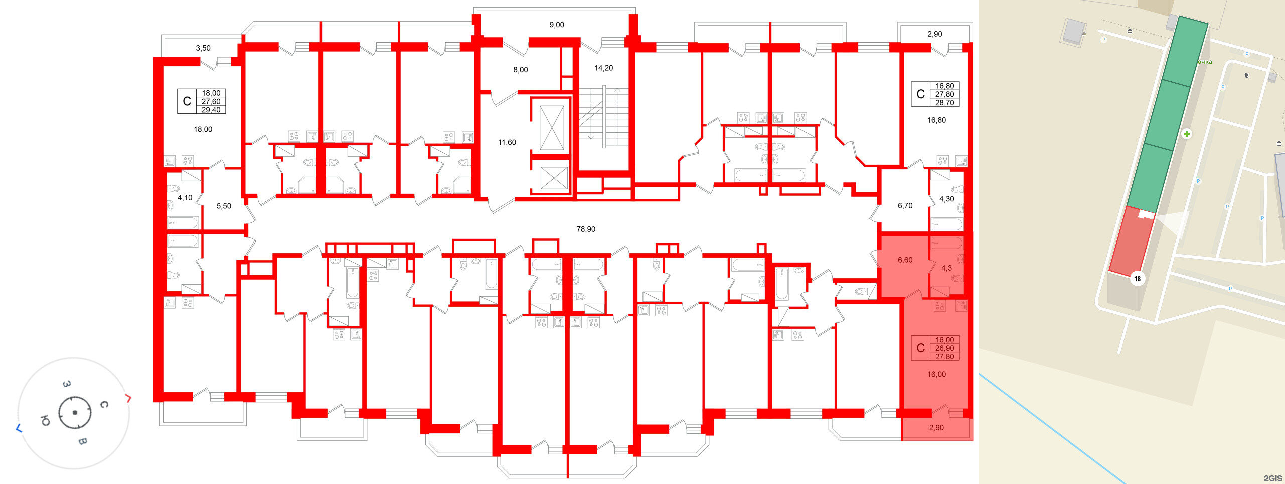 Квартира в ЖК «Яркий», студия, 26.9 м², 6 этаж