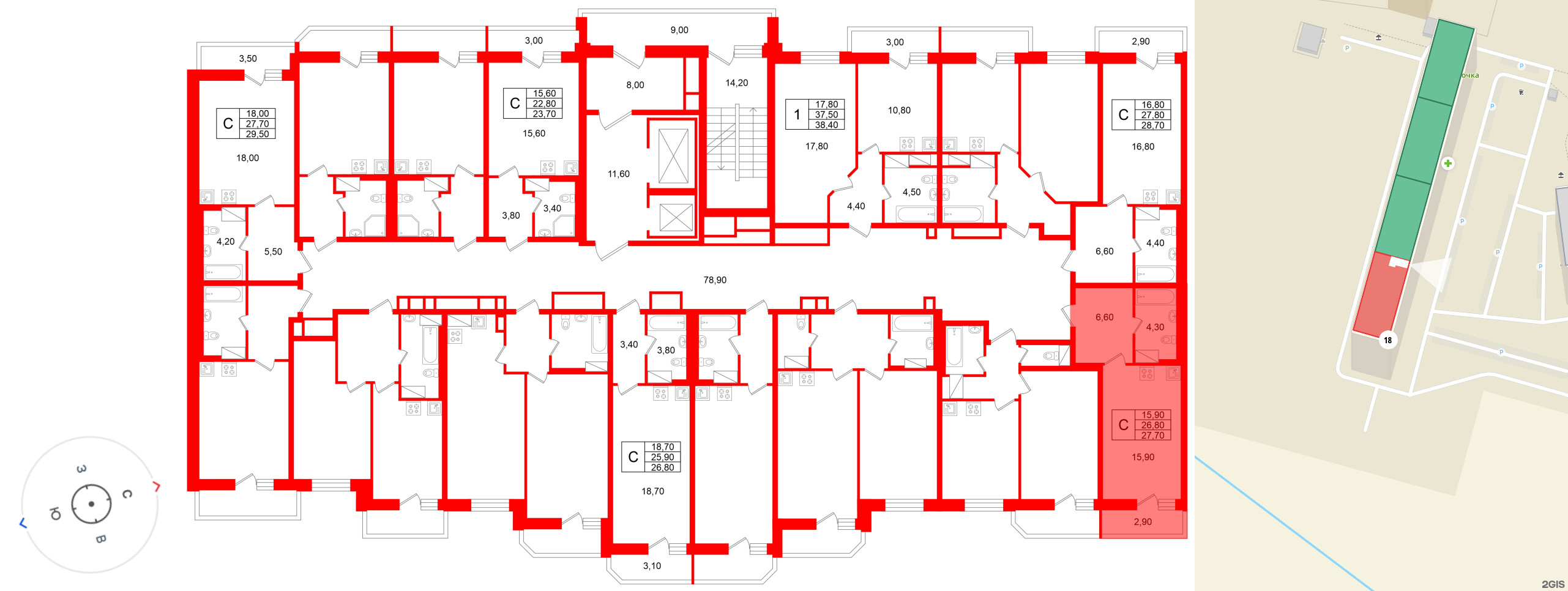 Квартира в ЖК «Яркий», студия, 26.8 м², 11 этаж