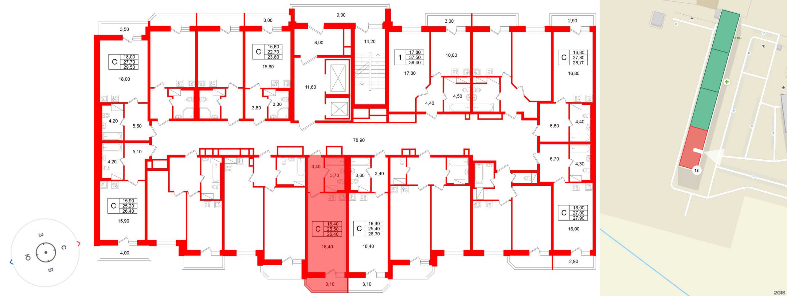 Квартира в ЖК «Яркий», студия, 25.5 м², 9 этаж