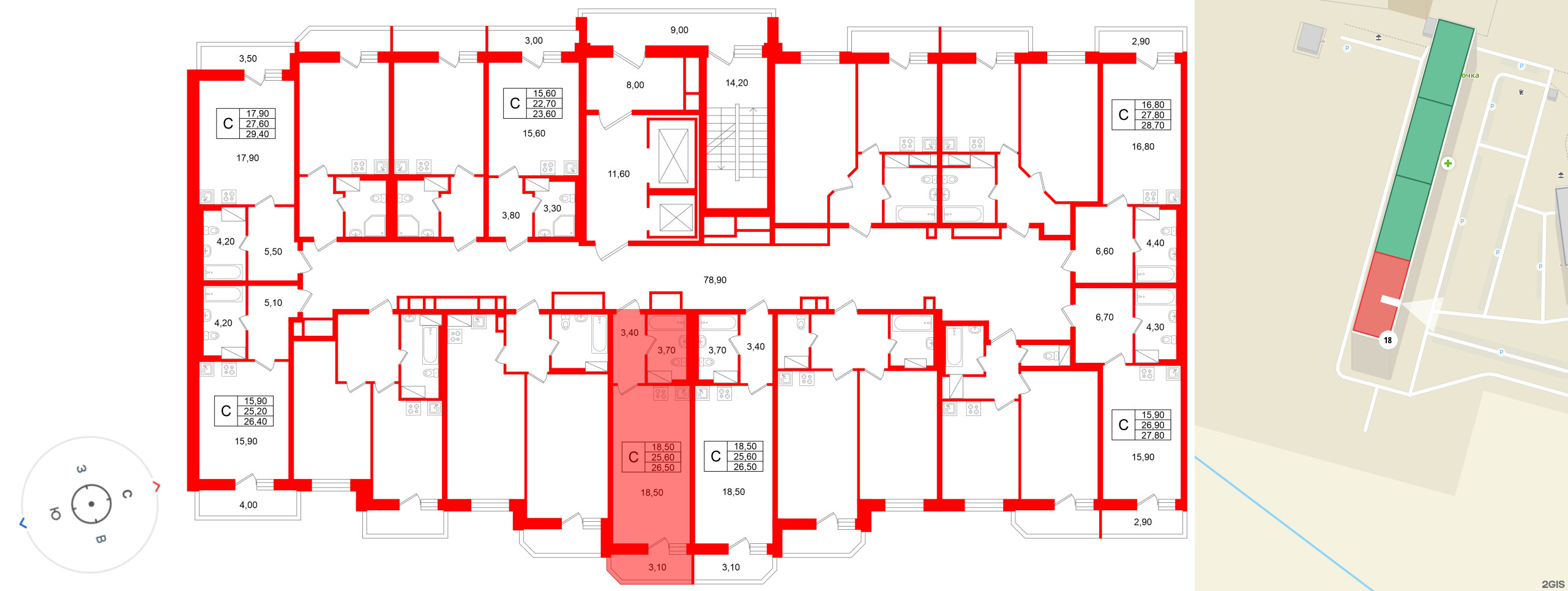 Квартира в ЖК «Яркий», студия, 25.6 м², 10 этаж