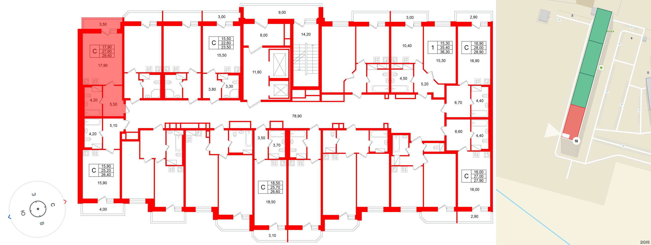 Квартира в ЖК «Яркий», студия, 27.6 м², 8 этаж