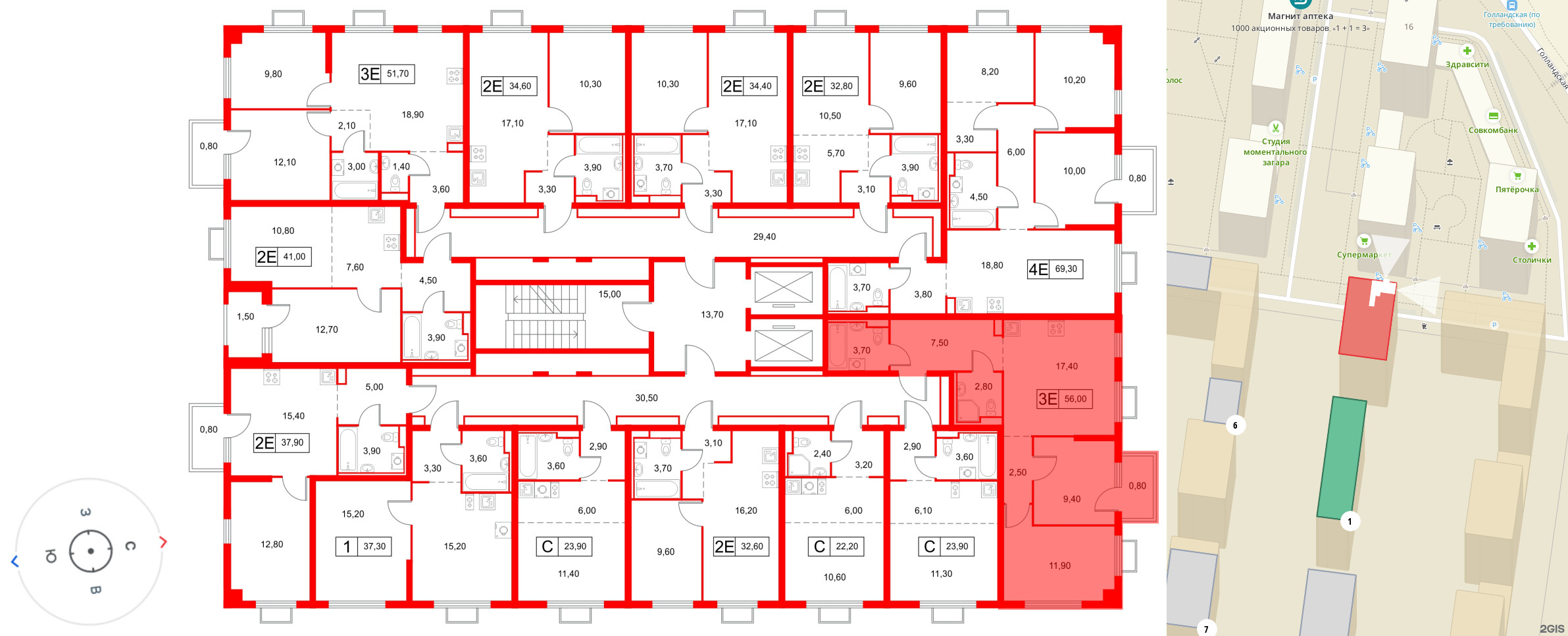 Квартира в ЖК Янинский Лес, 2 комнатная, 56 м², 10 этаж
